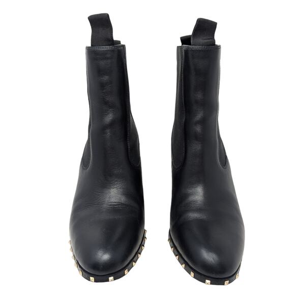 Valentino Rockstud Chelsea Boots EU 37 US 7 Black Leather Studded Block Heel - Picture 3 of 7